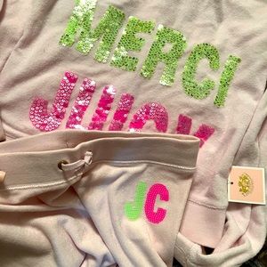 Juicy Couture Girls XL (14) Pastel Pink Sweatpants + Hoodie NWT Terry Cloth